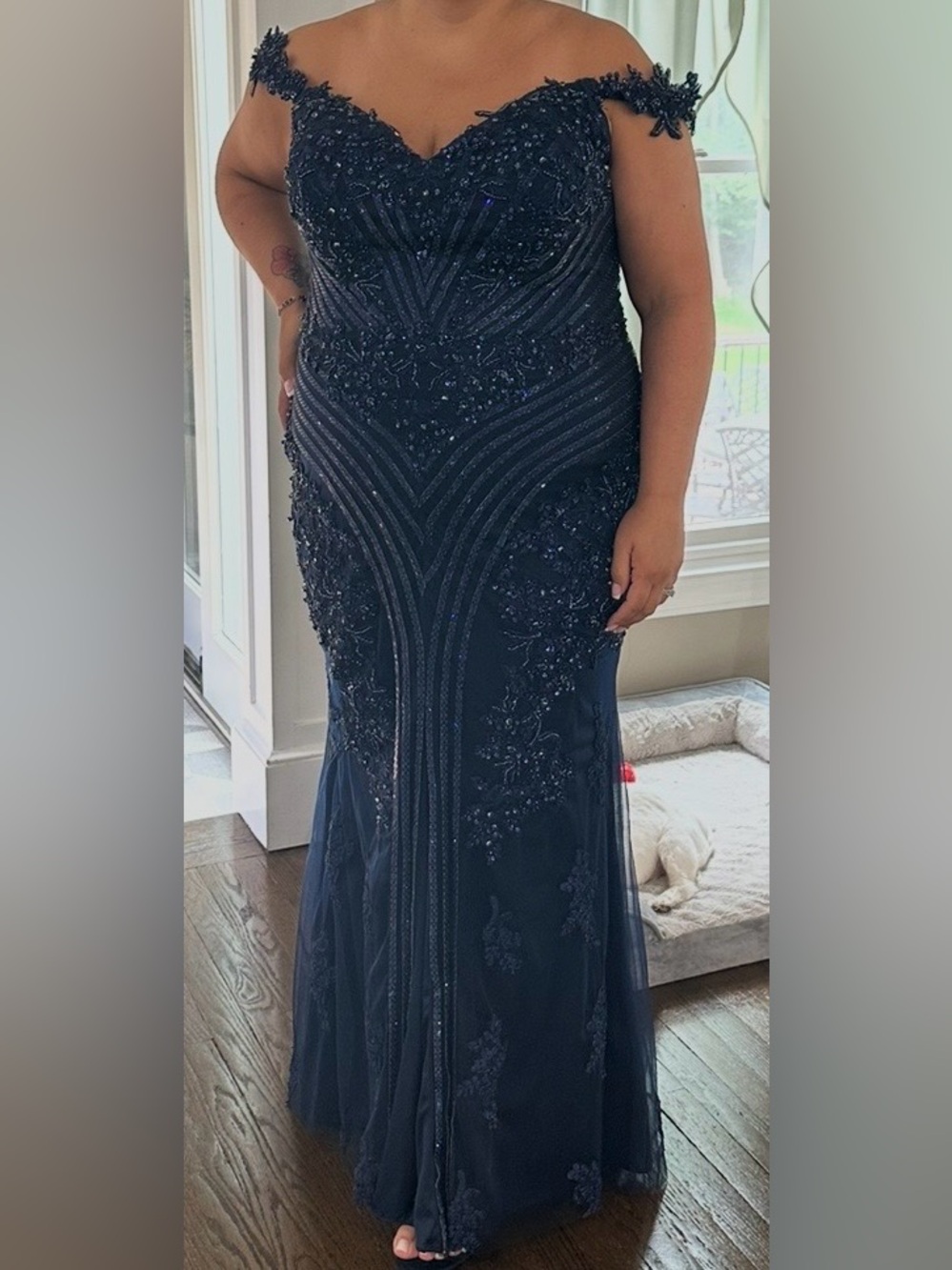 Navy Beaded Evening Gown - Elegant Women's Plus Size for Prom, Formal or Wedding
